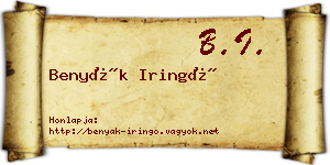 Benyák Iringó névjegykártya
